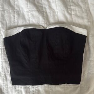 Anthropology Black and White Strapless Top